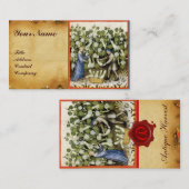 ANTIEK SQUASH HARVEST RED WAX SEAL MONOGRAM VISITEKAARTJE (Voorkant / Achterkant)