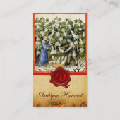 ANTIEK SQUASH HARVEST RED WAX SEAL MONOGRAM VISITEKAARTJE (Achterkant)