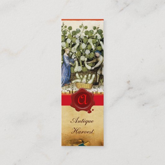 ANTIEK SQUASH HARVEST WAX SEAL MONOGRAM MINI VISITEKAARTJE (Achterkant)