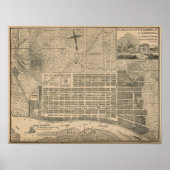 Antiek stadsplan Savannah Poster (Voorkant)