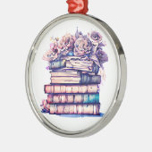 Antiek stapel boeken en Rozen Metalen Ornament (Links)