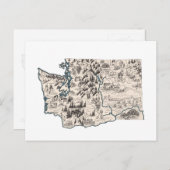 Antiek State Chart of Washington  Afbeelding Briefkaart (Voorkant / Achterkant)