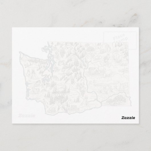 Antiek State Chart of Washington  Afbeelding Briefkaart (Achterkant)