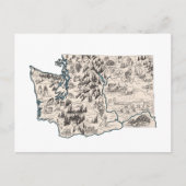 Antiek State Chart of Washington  Afbeelding Briefkaart (Voorkant)