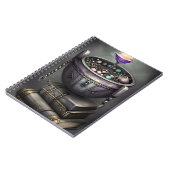 Antiek Steampunk Cauldron op Stack of Spell Books Notitieboek (Linkerzijde)