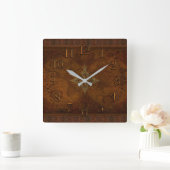 Antiek Steampunk Compass Roos & Oude Wereldkaart Vierkante Klok (Huis)