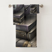 Antiek steampunk ketel | Stapel Spellbooks Bad Handdoek (Insitu)