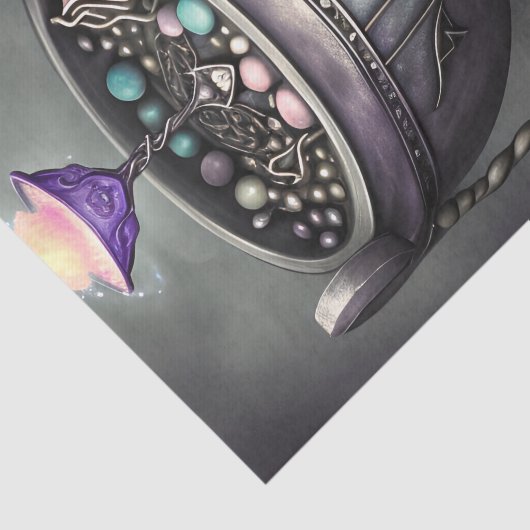 Antiek steampunk ketel | Stapel Spellbooks Tissuepapier (Detail)