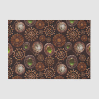  Antiek steampunk-klok en -tandwielen Tissuepapier