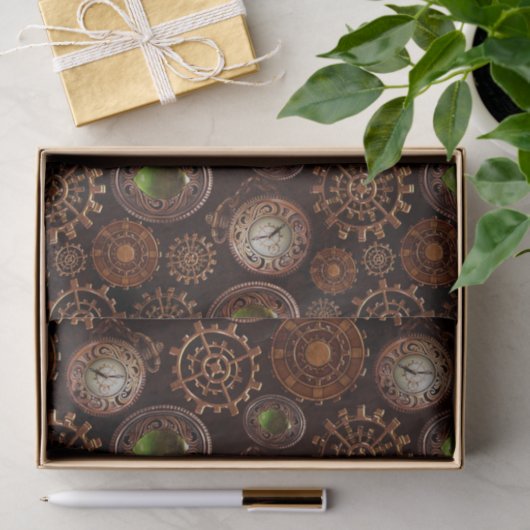 Antiek steampunk-klok en -tandwielen Tissuepapier (Geschenk)
