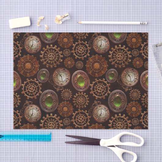 Antiek steampunk-klok en -tandwielen Tissuepapier (Craft)