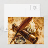 antiek steampunk nautical telescope compass briefkaart (Voorkant / Achterkant)