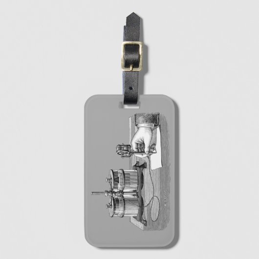 Antiek Steampunk Schrijver Edison Bagagelabel (Voorkant (verticaal))