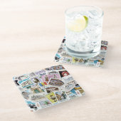 Antiek stempels  stijl glazen onderzetter (Schuin)