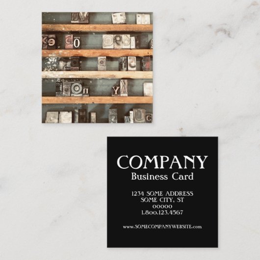 antiek stempels voor drukletters vierkante visitekaartje (Voorkant / Achterkant)