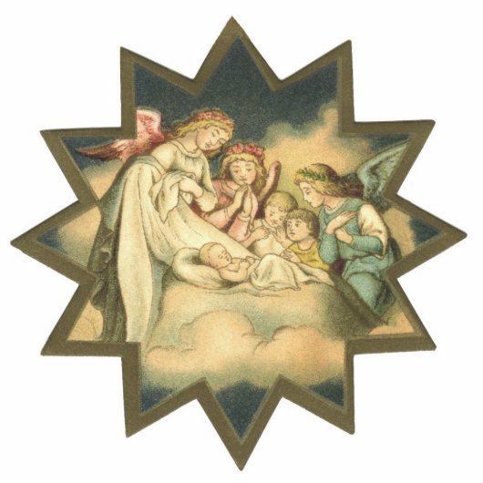 Antiek ster-/Angels-versiering Fotobeeldje Ornament (Voorkant)