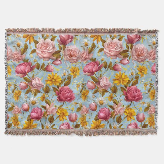 Antiek stijl bloemenprint deken (Voorkant)