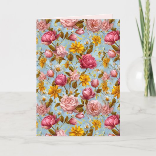 Antiek stijl bloemenprint kaart (Voorkant)