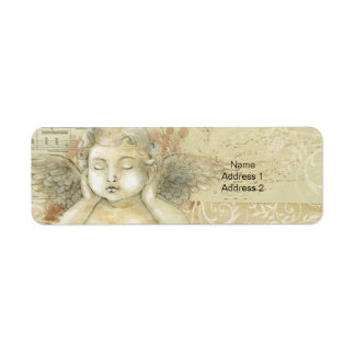 Antiek stijl Cherub Angel met handen over de oren Etiket