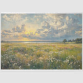 Antiek stijl delicaat wildflower veldlandschap tissuepapier (Voorkant)