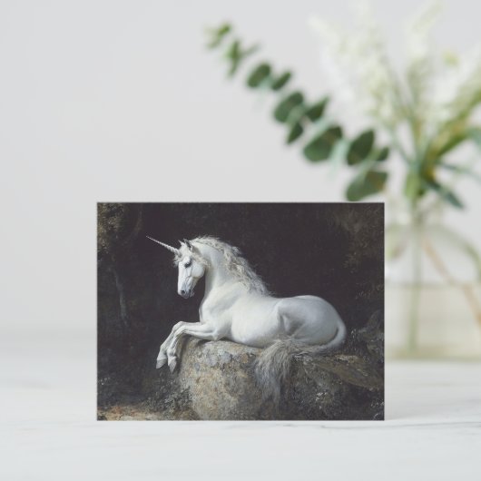 Antiek stijl eenhoorn schilderij briefkaart (Staand voorkant)