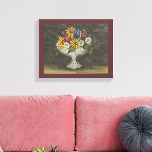 Antiek stijl Floral Canvas Art Print (Insitu (Woonkamer))