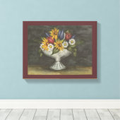 Antiek stijl Floral Canvas Art Print (Insitu (Houten vloer))