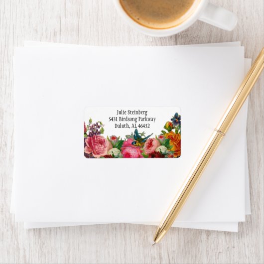  Antiek stijl Floral Return Address Labels (Insitu)