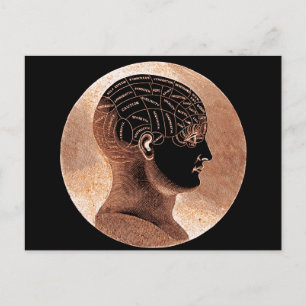 Antiek Stijl Golden Mind Phrenology head Briefkaart