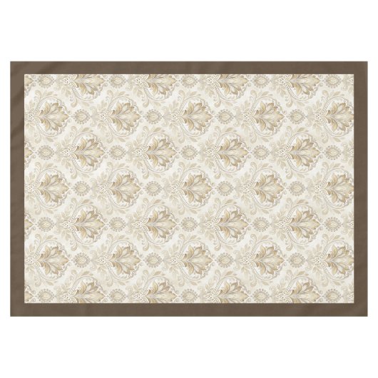 Antiek Stijl Ivoor Damask Soft Waterverf Elegant Tafelkleed (Voorkant (Horizontaal))