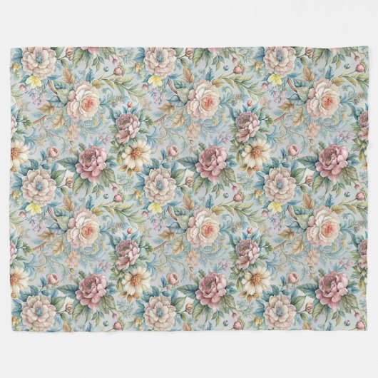 Antiek stijl rococo  bloemenversieringen fleece deken (Voorkant (Horizontaal))