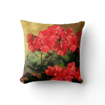 Antiek stijl Rode Geranium Flowers Pillow