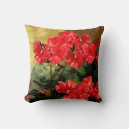 Antiek stijl Rode Geranium Flowers Pillow Kussen