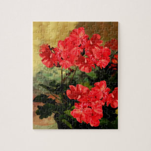 Antiek stijl Rood-geraniumvloerschalen Legpuzzel