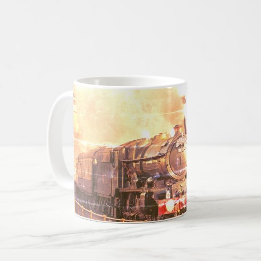 Antiek stijl, stoomloco, met jouw naam. koffiemok (Voorkant links)