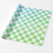 Antiek Stijl Wit Blauw en Groen Checkerboard Cadeaupapier (Uitgerold)