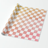 Antiek Stijl Wit Sinaasappel en Roze Checkerboard Cadeaupapier (Uitgerold)