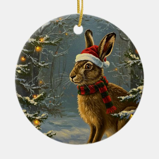 Antiek stijl Woodland Hare Christmas Ornament (Voorkant)