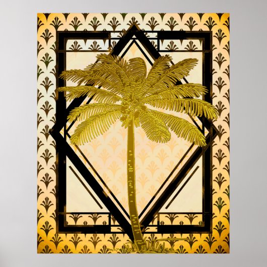 Antiek stijlvol deco-palm Poster (Voorkant)