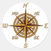 Antiek Stijlvol Roos Ronde Sticker (Voorkant)