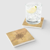 Antiek Stijlvol Roos Stenen Onderzetter (Zijkant)