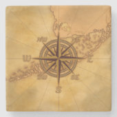 Antiek Stijlvol Roos Stenen Onderzetter (Voorkant)