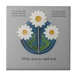 Antiek stilgezette Art Nouveau Daisies herstellen Tegeltje