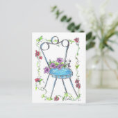 Antiek Stoel Bloemen Tekening Briefkaart (Staand voorkant)
