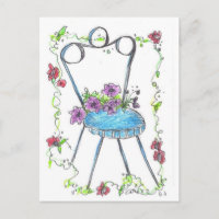 Antiek Stoel Bloemen Tekening