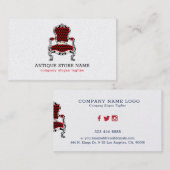 Antiek stoel zwart wit en rood visitekaartje (Voorkant / Achterkant)