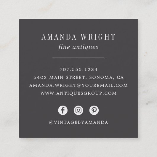 Antiek stoelplein Visitekaartje | Koolstof (Achterkant)