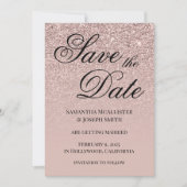 Antiek Stoffige Roze Glitter Gradient Save The Date (Voorkant)