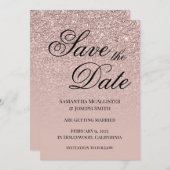Antiek Stoffige Roze Glitter Gradient Save The Date (Voorkant / Achterkant)
