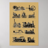 Antiek stoommotor locomotief "Steampunk" art Poster (Voorkant)